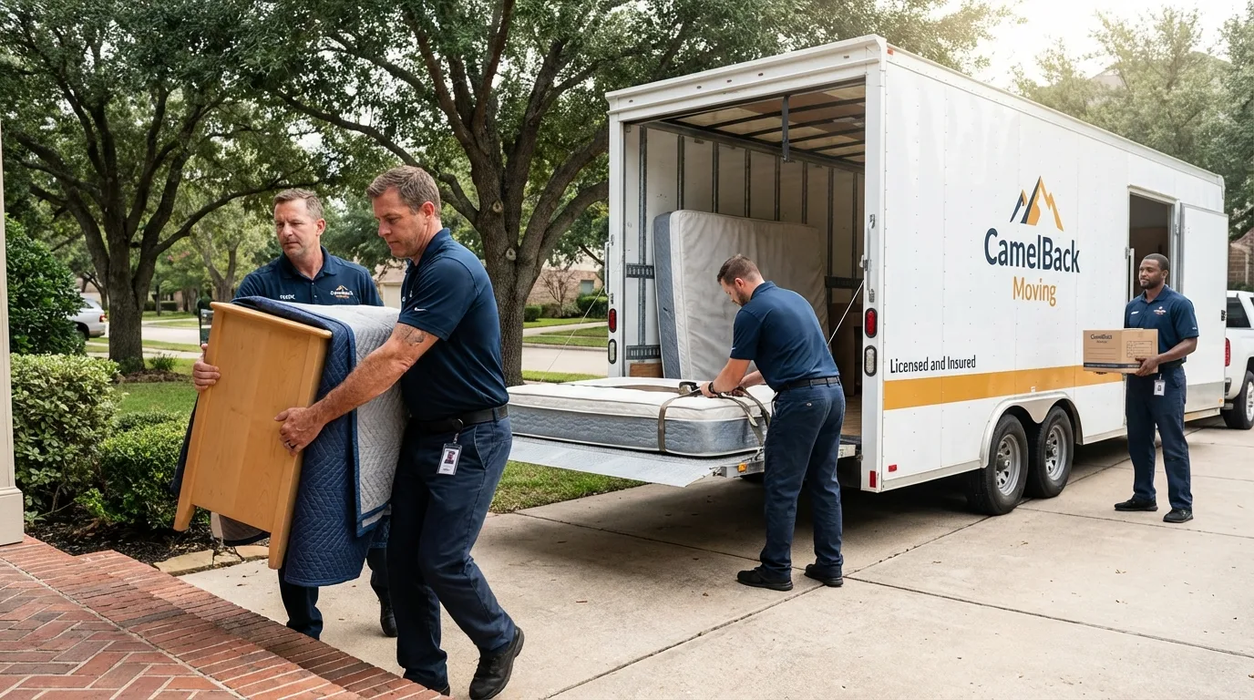 Crew loading residential truck for cross-state move from Olney, MD